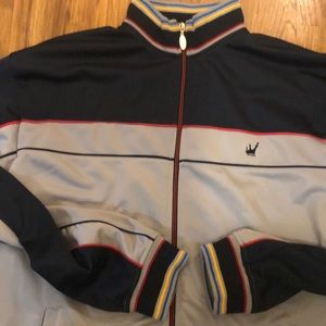 Micros KING CROWN Jacket, multi color stripes around collar, Cuffs, Bottom.